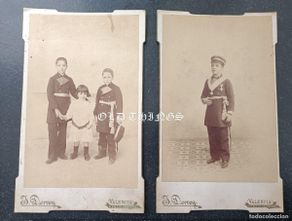 Militaria: 2 FOTOGRAFIAS DE NIÑOS CON UNIFORME DE GUARDIA CIVIL DE GALA, FOTO J. DERREY, VALENCIA, MIDE 22 X 13